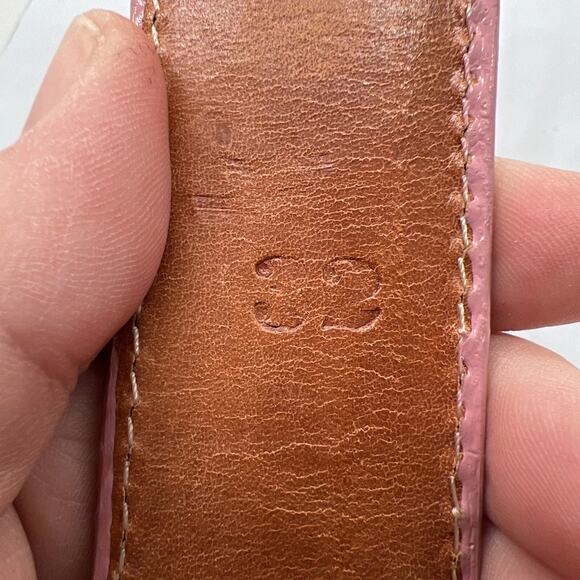 Aguila Real Leather Pink Caiman Tail Embroidered Flowers Belt Rare Size 32‎ - Picture 3 of 16